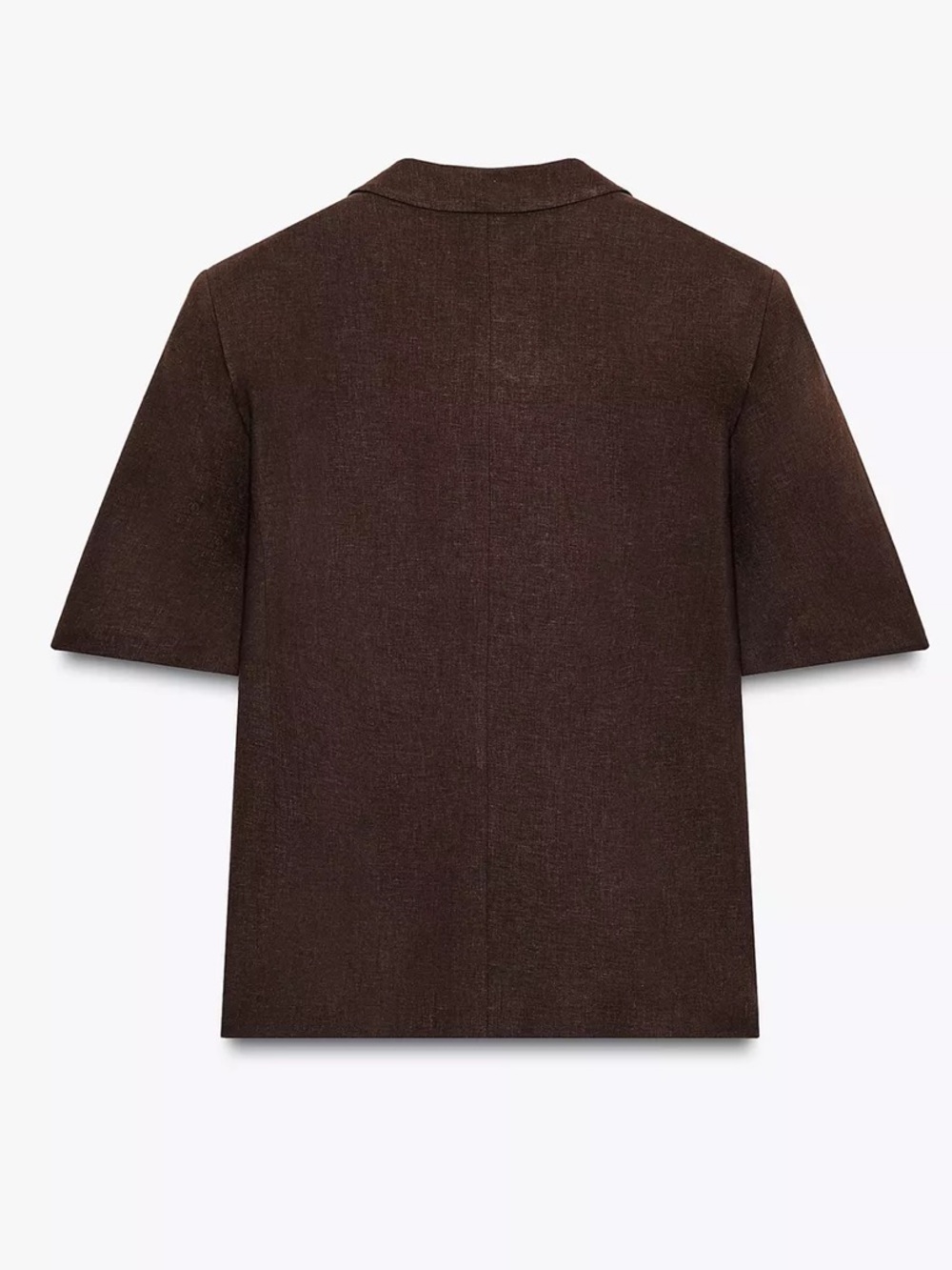 Zara Short-Sleeve Linen Blazer Jacket in Dark Brown - Picture 7 of 11